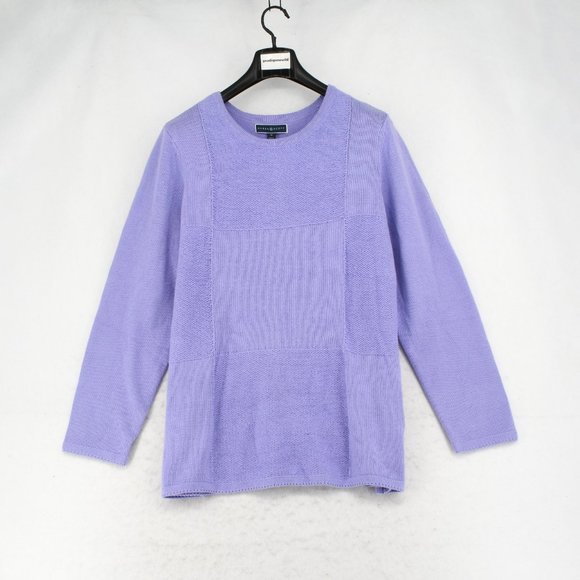 Karen ScottPurple Bliss Blocked Pattern Crewneck Knit Pullover Tunic Sweater 1X - Picture 2 of 8